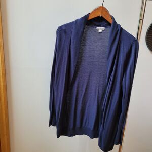 Merona Wmns Size L Blue Open Cardigan  Semi Sheer Rayon Long Sleeve